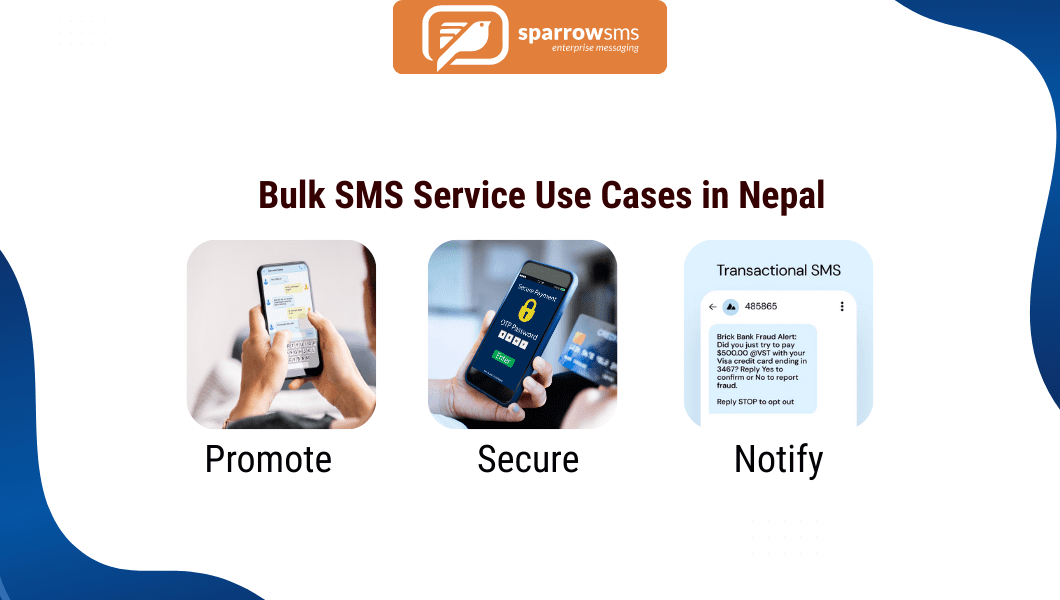 SparrowSMS banner: Promote, Secure, Notify via bulk SMS in Nepal.
