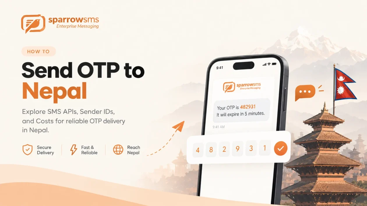 Sparrow SMS OTP verification on a smartphone in Nepal